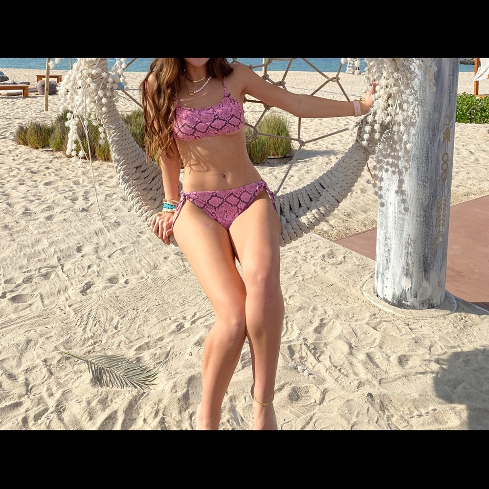 Nasty Gal Pink Snake Print Bikini Set